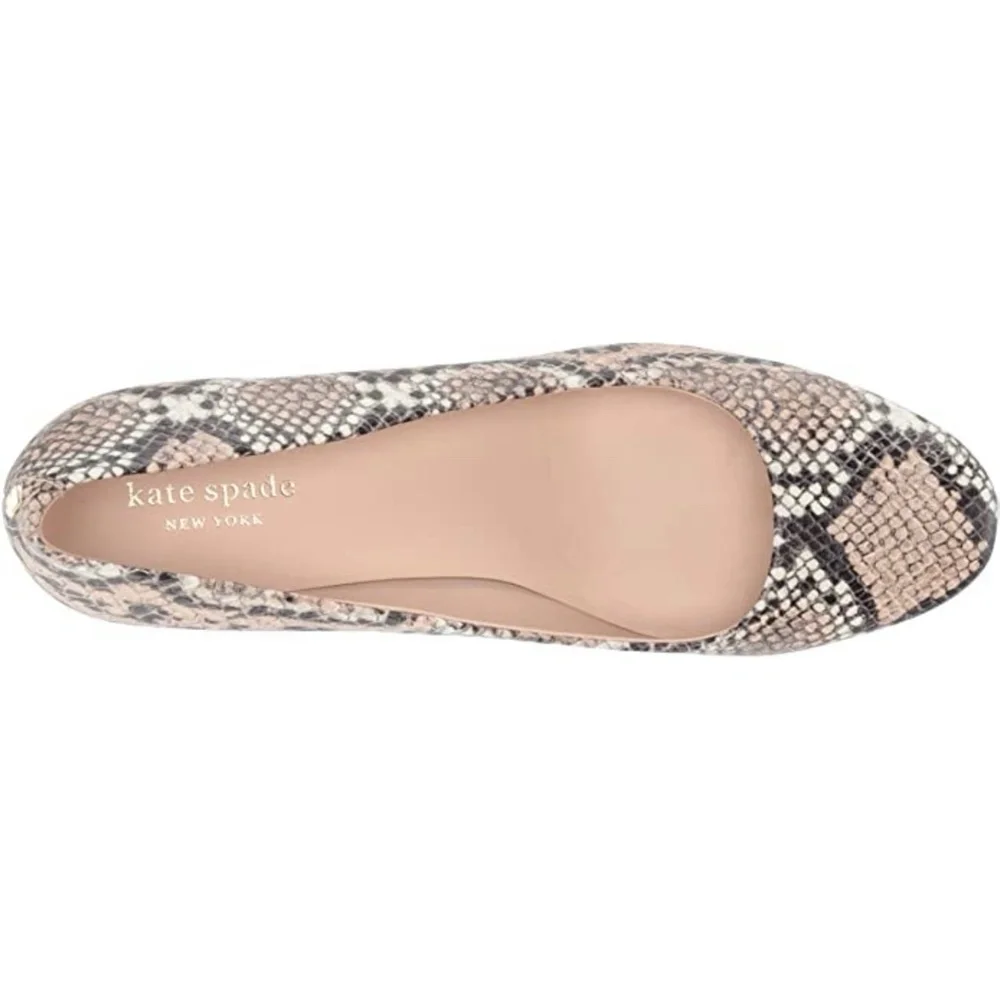 Kate Spade Beverly Snake‑Print Block Heel Pumps Slip‑On Round Toe Shoe Heels 9